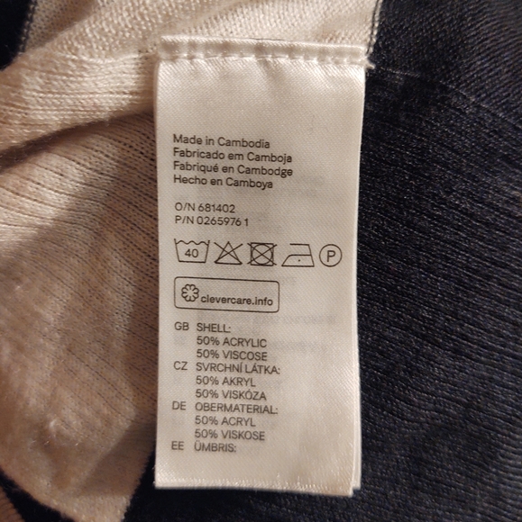 H&M Open Front Cardigan Black and white striped - Picture 2 of 5